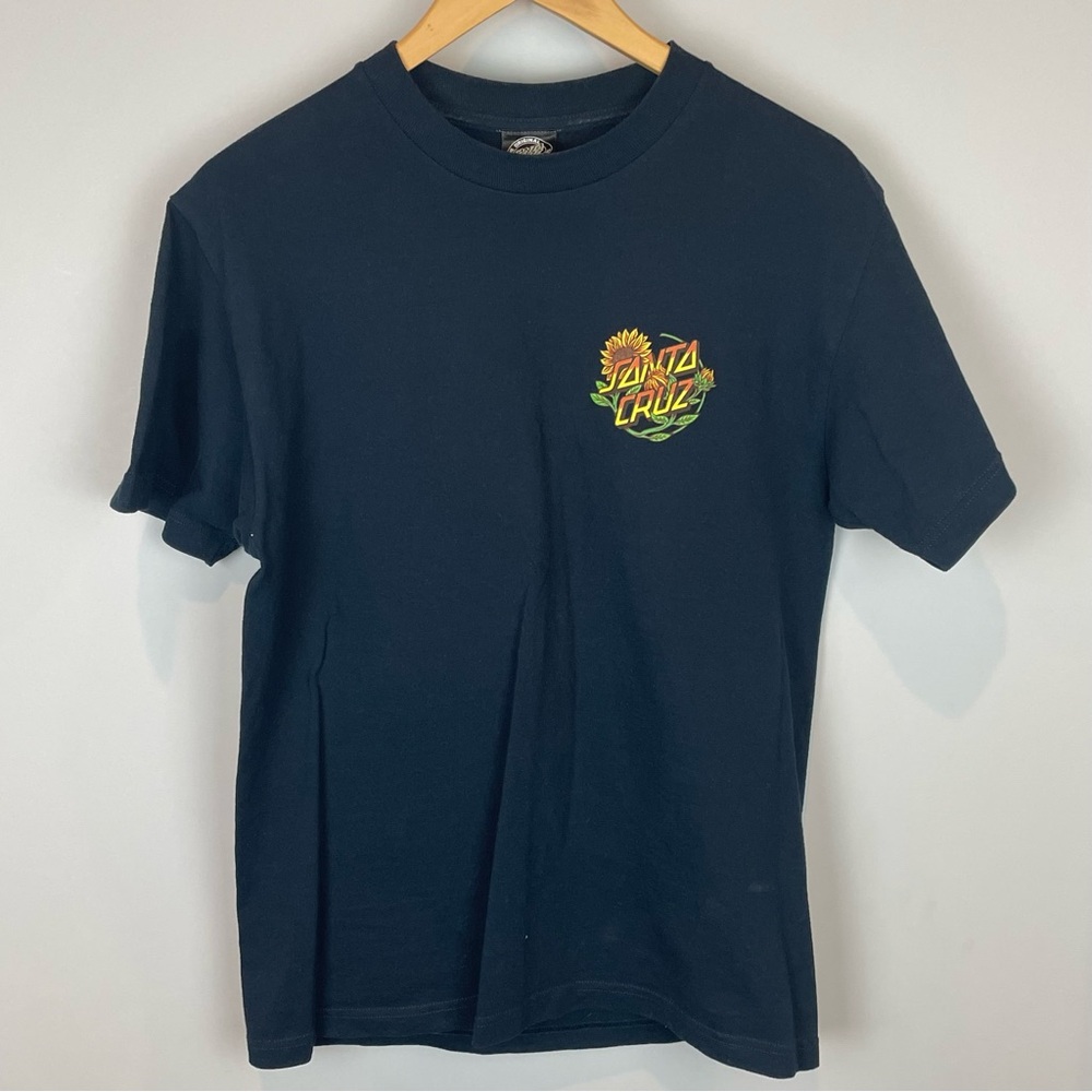 Santa Cruz Sunflower Tee Shirt - Medium - Navy with Yellow and Green